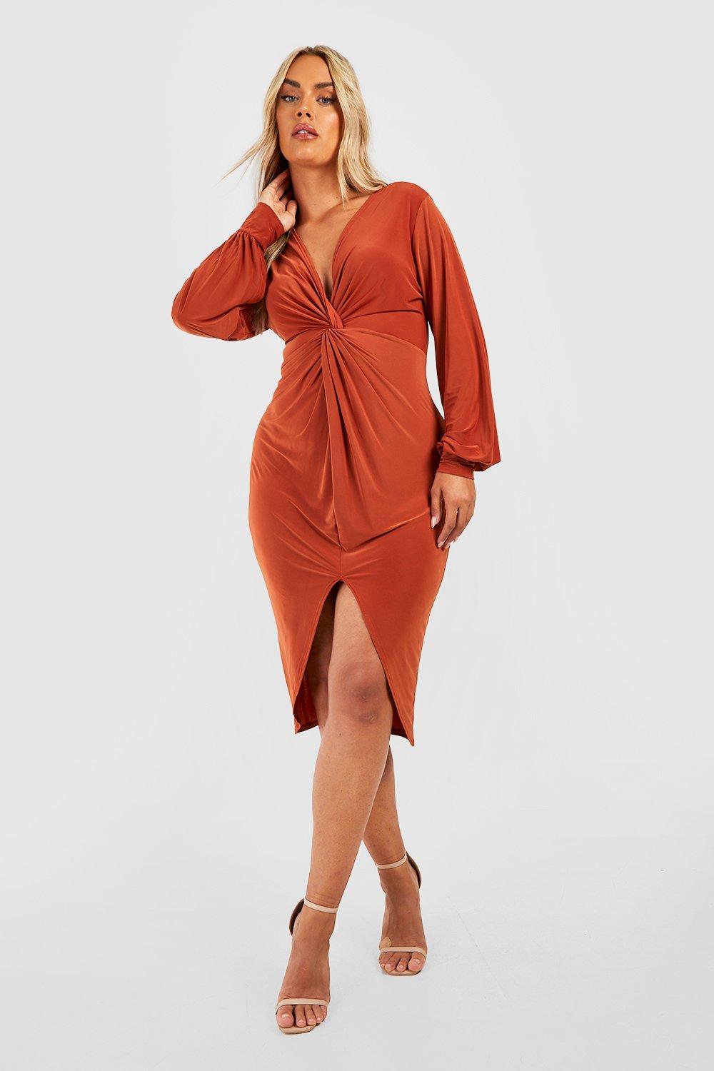 Boohoo plunge hotsell midi dress